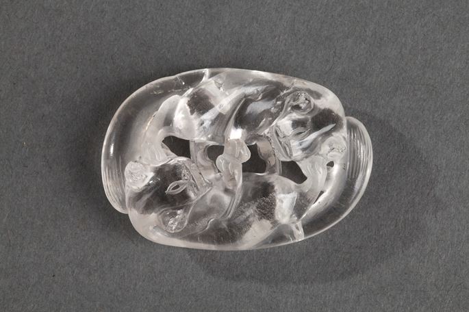 Pendant rock crystal sculpted with two Qilong | MasterArt